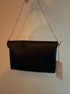 a new day Black Envelope Wristlet with Gold Chain